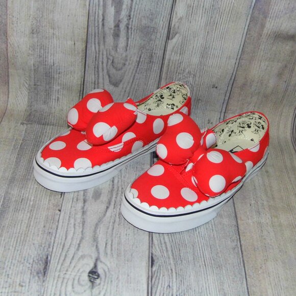 VANS X Disney Minnie Mouse Bow Red/White Canvas Sneakers Womens Size 7 WORN ONCE - Picture 3 of 7